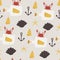 Sea or ocean life vector seamless pattern