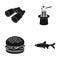 Sea, ocean, meat and other web icon in black style. food, treat, fish icons in set collection.