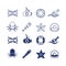 Sea ocean nautical thin line and silhouette icons
