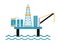 Sea oil rig offshore platform technology flat vector illustration.