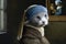 Sea Otter Animal with a Pearl Earring in Johannes Vermeer style illustration generative ai