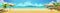 Sea panorama, Tropical beach. Vector