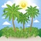 Sea panorama, Tropical beach vector background