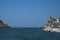 Sea passage between the headland of Porto Venere with the famous Saint Peter`s Church and the island of Palmaria, the gate to the