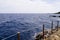 Sea pathway fence access Atlantic beach in mediterranean in Juan-les-Pins Antibes in France