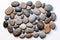 Sea Pebbles Isolated, Flat Round Stones, Gray Circle Rock Pieces, Sea Pebbles Pile on White Background