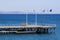 Sea pier with flags and panoramic view, Limassol, Cyprus