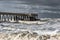 Sea pier in inclement stormy weather