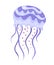 Sea pink and purple jellyfish. Tropical underwater animal. Medusa aquatic organism, cartoon style design. Flat  illustration