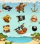 Sea pirates, funny character and objects