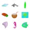 Sea place icons set, cartoon style