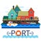 Sea Port. Boats with a cargo