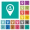 Sea port GPS map location square flat multi colored icons