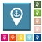 Sea port GPS map location white icons on edged square buttons