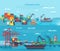 Sea Port Horizontal Banner Set