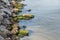 Sea promenade with stones and shells.