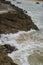 Sea raging wild waves in the sea of the city of Santander, Spain