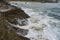 Sea raging wild waves in the sea of the city of Santander, Spain