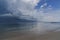 The sea before the rain. Dramatic sky in front of a tropical downpour