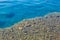 The sea reflects the ray of the summer sun on its surface showing rocks and seabed underneath.  Datca - Mugla