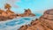 Sea Rock waves blue sky landscape view ayi