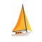 Sea Sailboat with Yellow Sails, Water Transport Vector Illustration