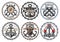 Sea sailing, marine anchor and compass badges