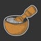 Sea salt in wooden bowl. Vector concept in doodle and sketch style