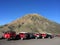 The sea of Sand parking lot below Mount Bromo, Indonesia