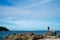 Sea scape and fishing man in Pattaya beach