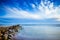 Sea scape with rocks and clouds