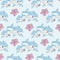 Sea Seamless Pattern colorful vector DOLPHINS