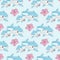 Sea Seamless Pattern colorful vector DOLPHINS