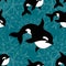 Sea seamless pattern. Funny seamless pattern with whale. underwater sea life
