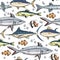 Sea seamless vector pattern.