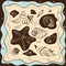 Sea shell background, vector illustration