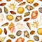 Sea shell seamless pattern with marine mollusk