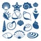 Sea shell vector silhouette icons