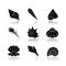 Sea shells drop shadow black glyph icons set