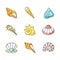 Sea shells RGB color icons set