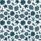 Sea shells, rocks, sand on the coast. Seamless pattern in blue and yellow. For pattern fills, wallpaper, print for