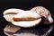 Sea shells of tiger cowry on black background