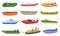Sea ship boats set vector flat. Collection yacht, marine vessel and ocean transport isolated