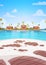 Sea Shore Beach With Villa Hotel Beautiful Seaside Landscape Summer Vacation Concept