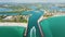 Sea shore near Venice, Florida with white yachts and motorboats sailing on sea waves. North and South Jetty at Nokomis