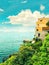 Sea and sky. Mediterranean landscape, French riviera. Retro styl