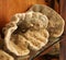 Sea sponges of different shapes and sizes sold at a small shop in Symi town, Symi island, Greece