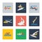 Sea sports flat icons