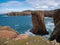 Sea stack and cliffs near North Ham on Muckle Roe, Shetland, UK