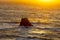 Sea Stack Pacific Ocean and sunset off coast of Route 1, PCH, California